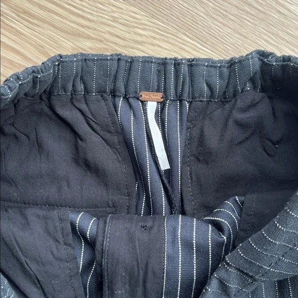 Free People Black Pinstripe Wide-Leg Trousers - Picture 2 of 4